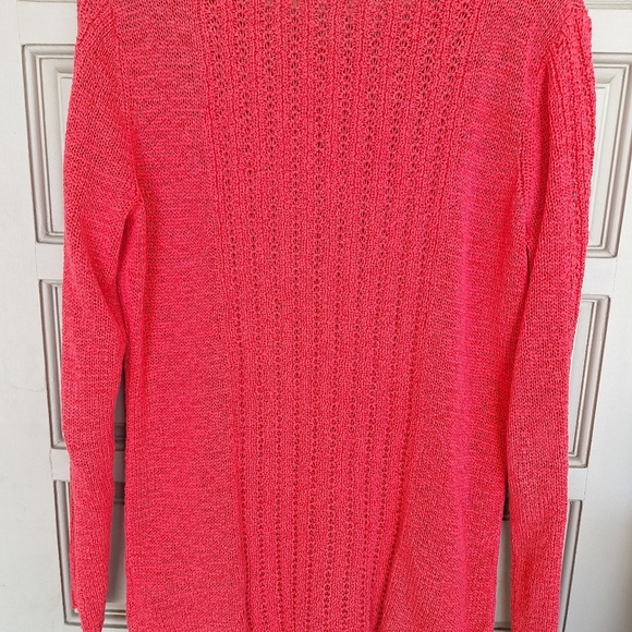 Rachel Zoe Sweater SzL/XL? Red Lng Sleeves Detail Back/Sleeves Banded Cuff/Hem - Picture 3 of 9